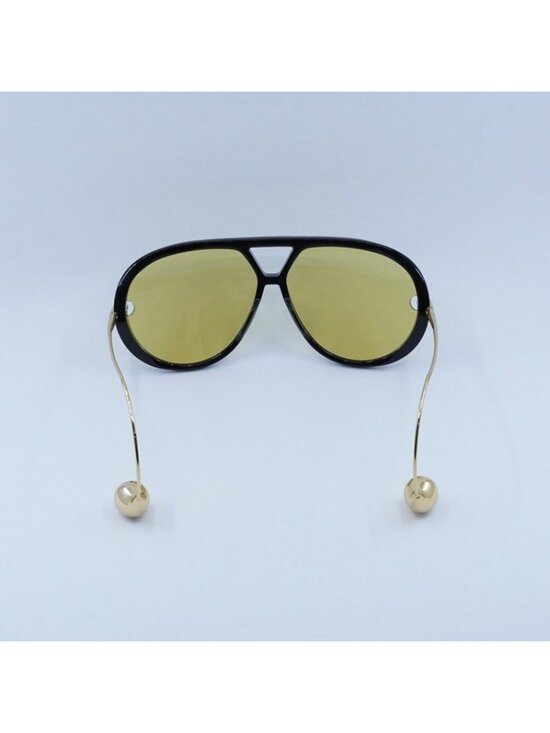 Bottega Veneta BV1273S 003 Sunglasses Black and Gold Geometric Frame, Yellow main image 11